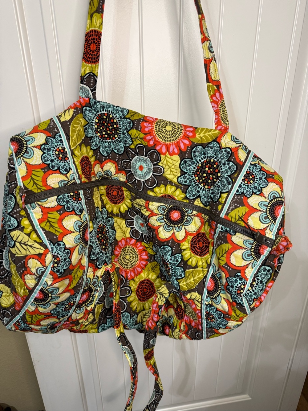 Vera Bradley Quilted Floral Weekender in Yellow, Coral & Turquoise - Picture 2 of 7